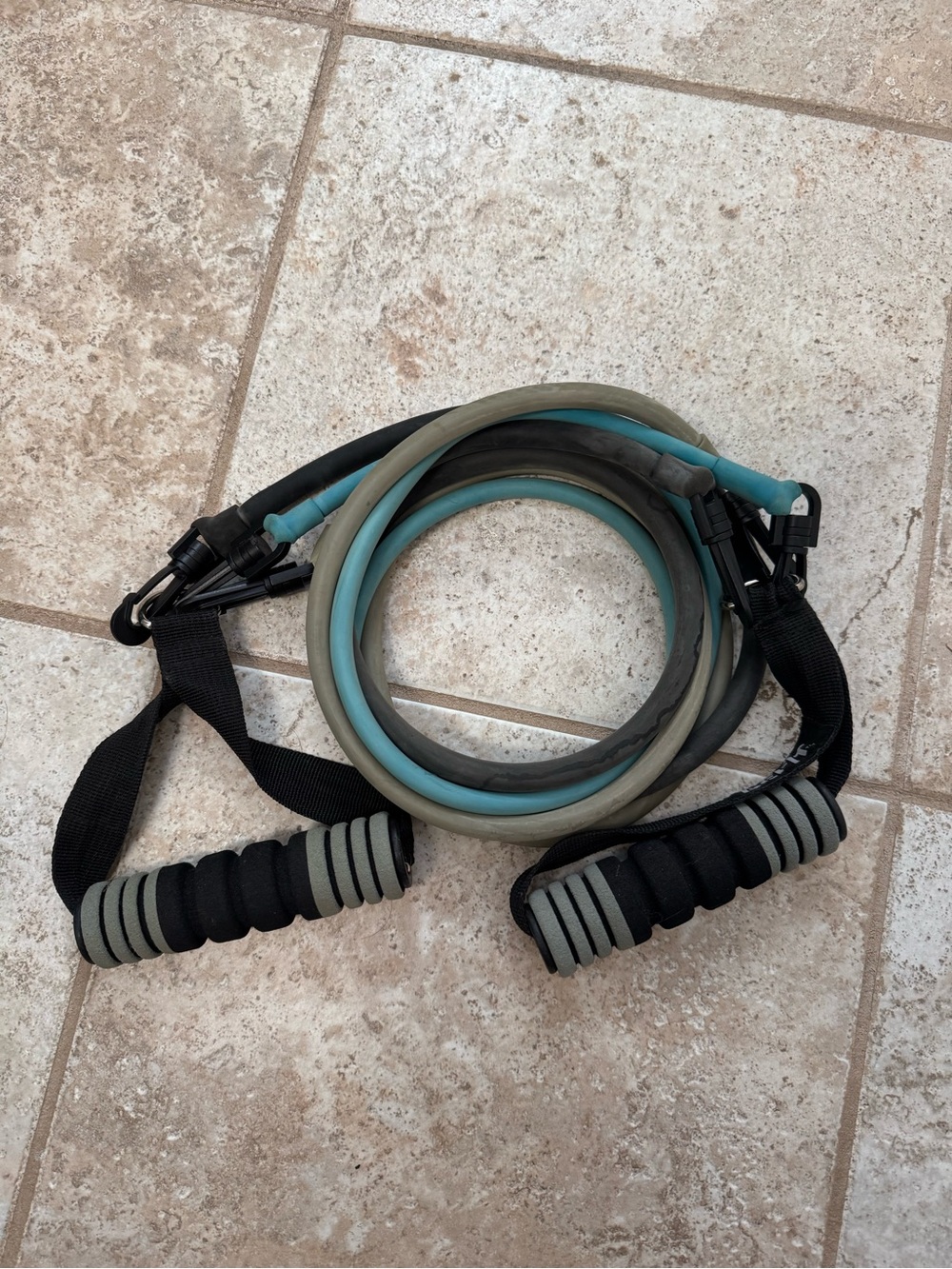 Foam-Handled Resistance Bands Set - Gray and Teal